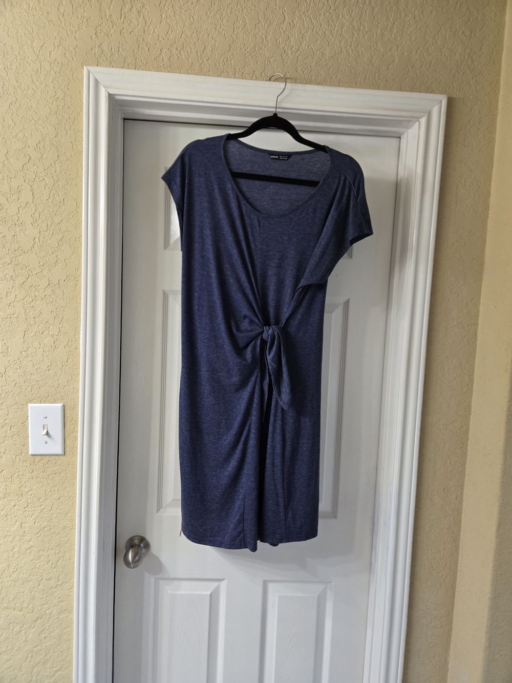 SHEIN Navy Blue Tie-Front Midi Dress